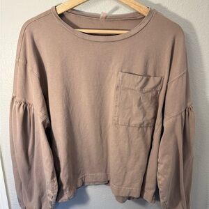 Free People Elegant Tan Long Sleeve Women's Top